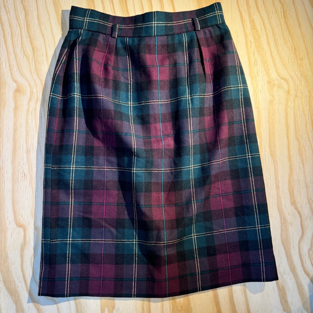 Jones New York Women's Vintage Plaid Wool Skirt Multicolor Tartan Midi Size 6